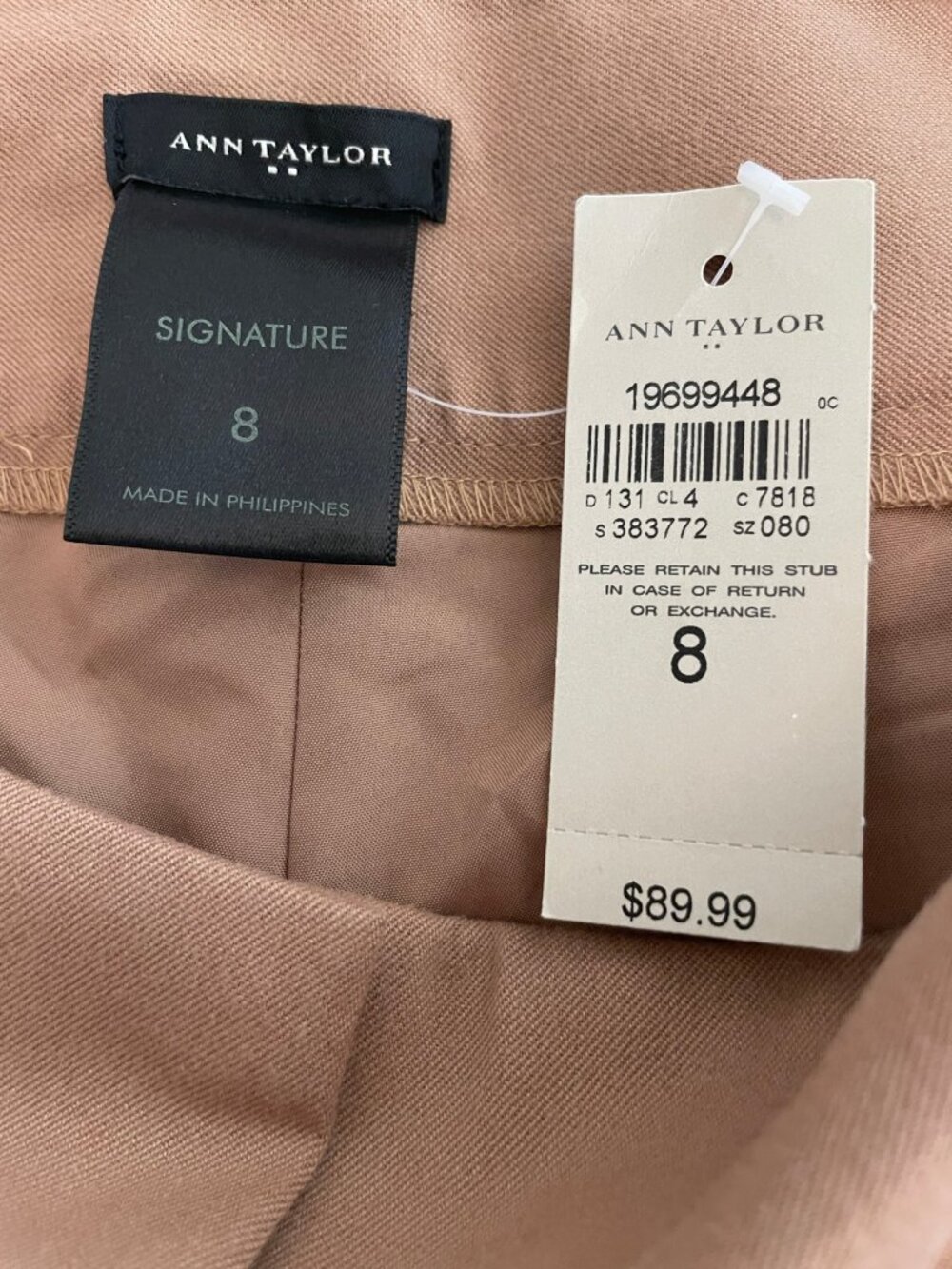 Ann Taylor NWT $89 Signature Straight Trouser Pants Sz 8 Tan 90s Minimalist - Picture 9 of 10